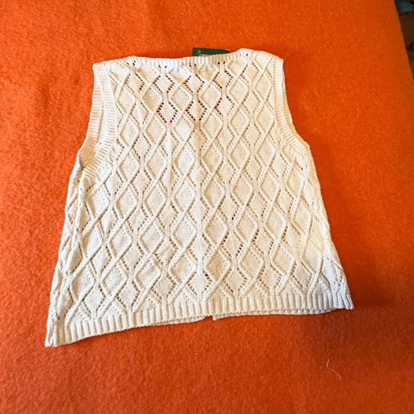 Ivory cream crochet openwork diamond knit sweater vest top made in Italy NWT - Picture 10 of 11
